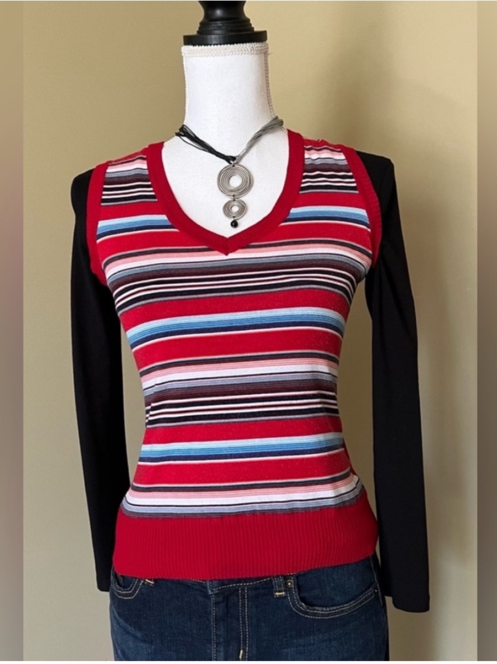 Red White & Blue Striped Knit Vest from Greece